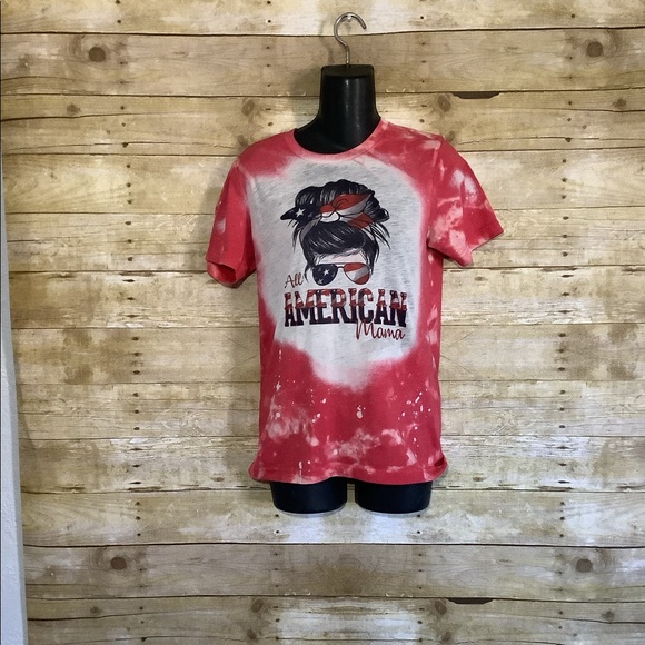 Women’s American mom bella canvas bleach T-shirt Size small - Picture 1 of 3